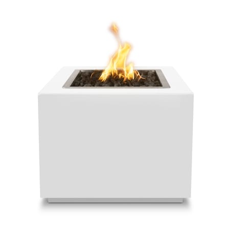 The Outdoor Plus 48 Square Forma Fire Pit - Powder Coated Metal - White - Match Lit - Natural Gas OPT-48PCSQ-WHT-NG